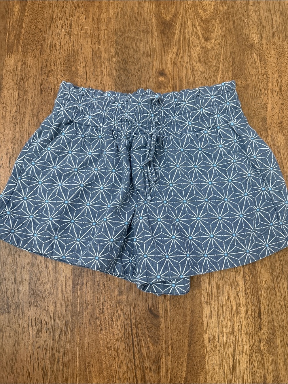 a new day Blue Geometric High Waist Drawstring Shorts